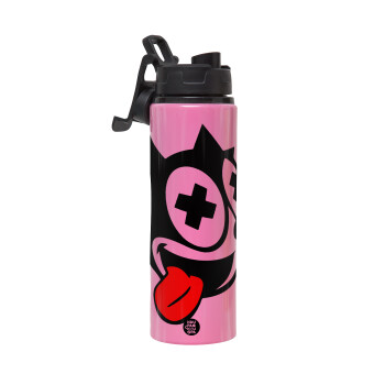 helix the cat, Metallic water bottle with safety lid, 850ml aluminum