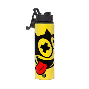 helix the cat, Metallic water bottle with safety lid, 850ml aluminum