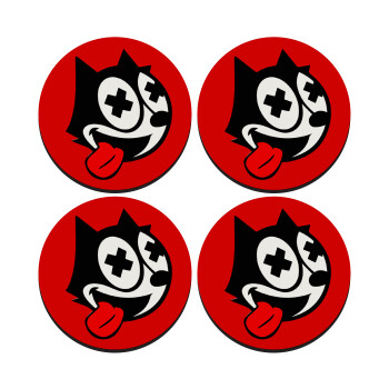 helix the cat, SET of 4 round wooden coasters (9cm)