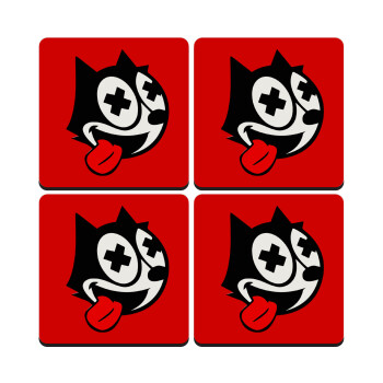 helix the cat, ΣΕΤ 4 Σουβέρ ξύλινα τετράγωνα (9cm)