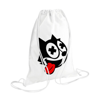 helix the cat, Backpack pouch GYMBAG white (28x40cm)