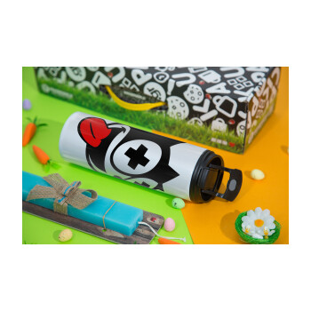 helix the cat, Easter candle,Travel Tumbler 2 Lids, with metal straw & cleaning brush & aromatic flat candle (30cm) (BLUE)