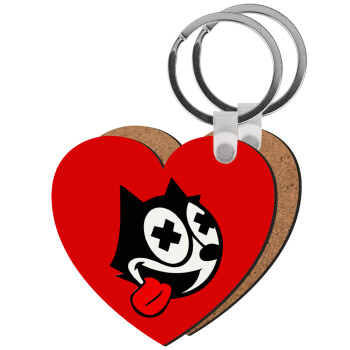 helix the cat, Μπρελόκ Ξύλινο καρδιά MDF