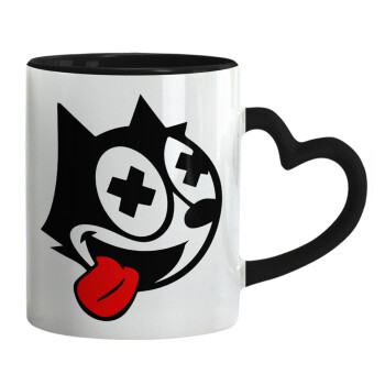 helix the cat, Mug heart black handle, ceramic, 330ml