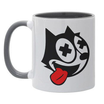 helix the cat, Mug colored grey, ceramic, 330ml