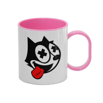 helix the cat, Κούπα (πλαστική) (BPA-FREE) Polymer Ροζ για παιδιά, 330ml