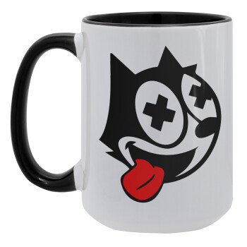 helix the cat, Κούπα Mega 15oz, κεραμική Μαύρη, 450ml