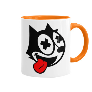 helix the cat, Mug colored orange, ceramic, 330ml
