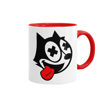 helix the cat, Mug colored red, ceramic, 330ml