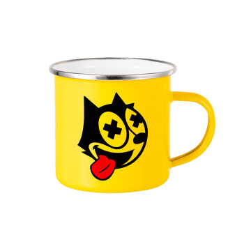 helix the cat, Κούπα Μεταλλική εμαγιέ Κίτρινη 360ml