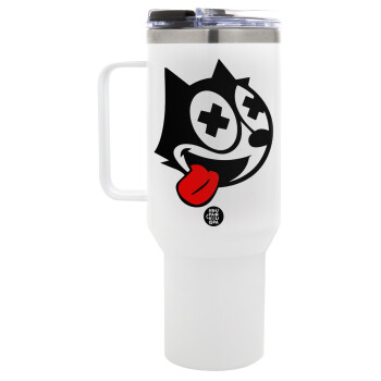 helix the cat, Mega Stainless steel Tumbler with lid, double wall 1,2L