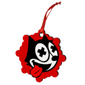 helix the cat, Christmas ornament snowflake wooden 7.5cm