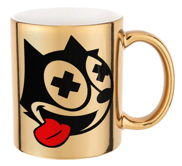 helix the cat — Mug ceramic, gold mirror, 330ml