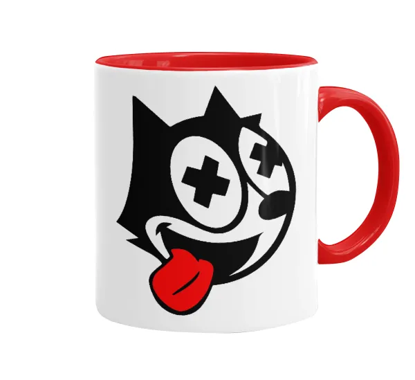 helix the cat — Κούπα χρωματιστή κόκκινη, κεραμική, 330ml