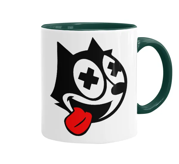 helix the cat — Mug colored green, ceramic, 330ml