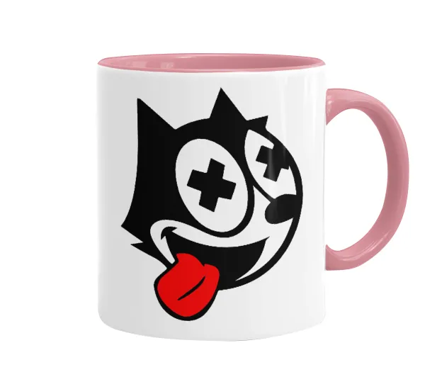 helix the cat — Κούπα χρωματιστή ροζ, κεραμική, 330ml