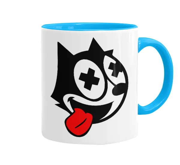 helix the cat — Κούπα χρωματιστή γαλάζια, κεραμική, 330ml