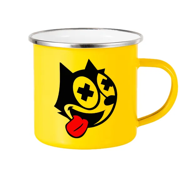 helix the cat — Yellow Enamel Metallic Cup 360ml