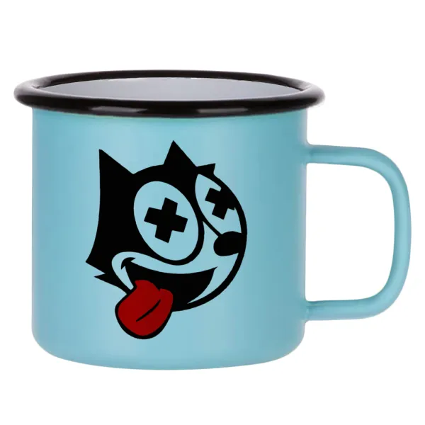 helix the cat — Κούπα Μεταλλική εμαγιέ ΜΑΤ σιέλ 360ml