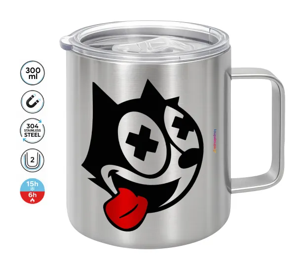 helix the cat — Double-walled stainless steel mug 300ml with temperature-retaining lid