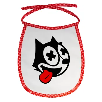 helix the cat, Σαλιάρα μωρού αλέκιαστη με κορδόνι Κόκκινη