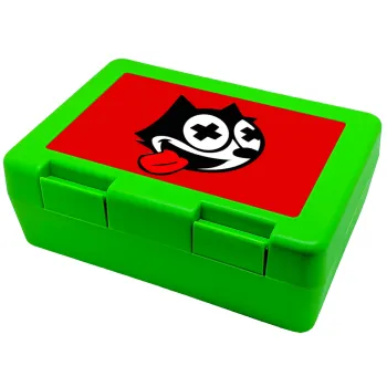 helix the cat, Παιδικό δοχείο κολατσιού ΠΡΑΣΙΝΟ 185x128x65mm (BPA free πλαστικό)