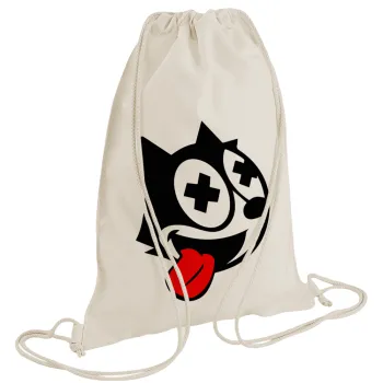 helix the cat, Τσάντα πλάτης πουγκί GYMBAG natural (28x40cm)