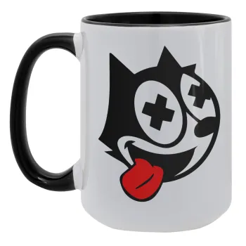 helix the cat, Κούπα Mega 15oz, κεραμική Μαύρη, 450ml
