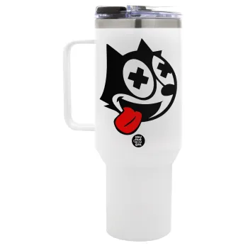 helix the cat, Mega Stainless steel Tumbler with lid, double wall 1,2L