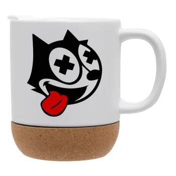helix the cat, Ceramic coffee mug Cork (MAT), 330ml