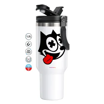 helix the cat, Mega Tumbler με καπάκι, διπλού τοιχώματος (θερμό) 1,2L