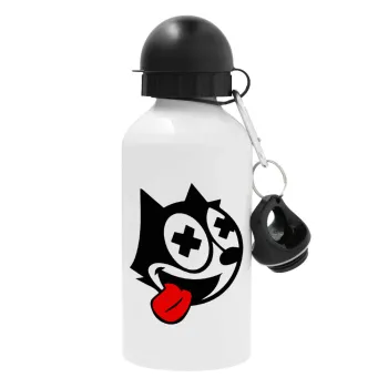 helix the cat, Metal water bottle, White, aluminum 500ml