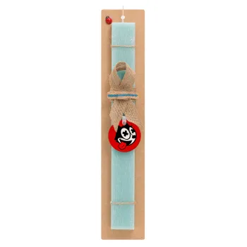 helix the cat, Πασχαλινή Λαμπάδα με ξύλινο μπρελόκ & κερί αρωματικό πλακέ (30cm) (ΤΙΡΚΟΥΑΖ)