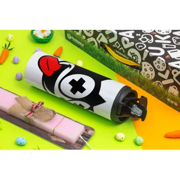 helix the cat, Πασχαλινή Λαμπάδα με Travel Tumbler θερμό με διπλό καπάκι (600ml, BPA free) & κερί αρωματικό πλακέ (30cm) (ΡΟΖ)