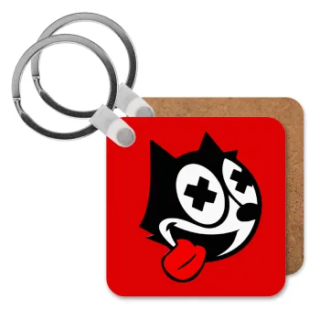 helix the cat, Μπρελόκ Ξύλινο τετράγωνο MDF