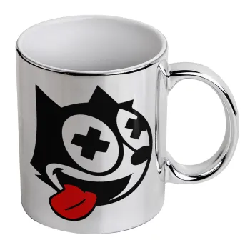 helix the cat, Mug ceramic, silver mirror, 330ml