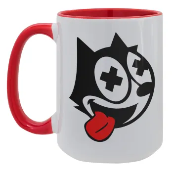 helix the cat, Κούπα Mega 15oz, κεραμική Κόκκινη, 450ml