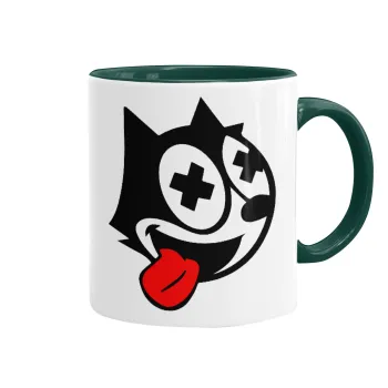 helix the cat, Κούπα χρωματιστή πράσινη, κεραμική, 330ml