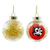 Transparent Christmas tree ball ornament with gold filling 8cm
