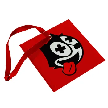 helix the cat, Christmas ornament, glass square ornament 9x9cm