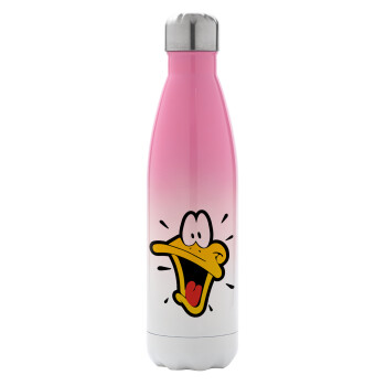 Daffy Duck, Metal mug thermos Pink/White (Stainless steel), double wall, 500ml