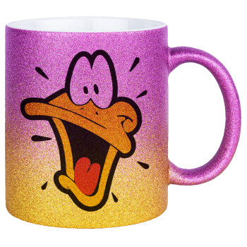 Daffy Duck, Κούπα Χρυσή/Ροζ Glitter, κεραμική, 330ml
