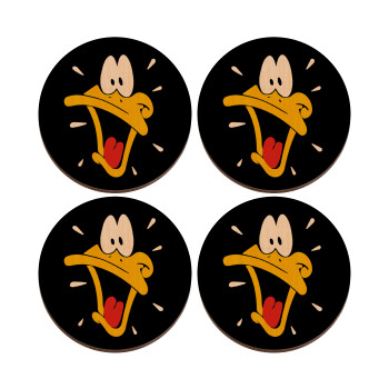 Daffy Duck, ΣΕΤ x4 Σουβέρ ξύλινα στρογγυλά plywood (9cm)
