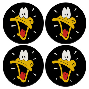Daffy Duck, SET of 4 round wooden coasters (9cm)