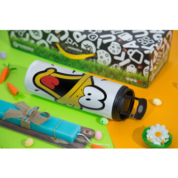 Daffy Duck, Easter candle,Travel Tumbler 2 Lids, with metal straw & cleaning brush & aromatic flat candle (30cm) (BLUE)