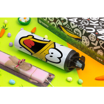 Daffy Duck, Πασχαλινή Λαμπάδα με Travel Tumbler θερμό με διπλό καπάκι (600ml, BPA free) & κερί αρωματικό πλακέ (30cm) (ΡΟΖ)