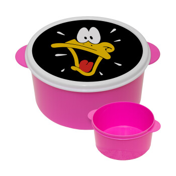 Daffy Duck, ΡΟΖ παιδικό δοχείο φαγητού (lunchbox) πλαστικό (BPA-FREE) Lunch Βox M16 x Π16 x Υ8cm