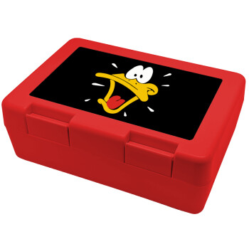 Daffy Duck, Παιδικό δοχείο κολατσιού ΚΟΚΚΙΝΟ 185x128x65mm (BPA free πλαστικό)