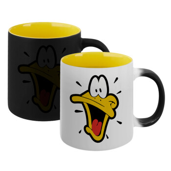 Daffy Duck, Κούπα Μαγική εσωτερικό κίτρινη, κεραμική 330ml που αλλάζει χρώμα με το ζεστό ρόφημα (1 τεμάχιο)