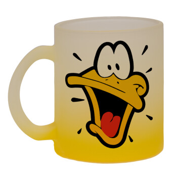 Daffy Duck, Κούπα γυάλινη δίχρωμη με βάση το κίτρινο ματ, 330ml